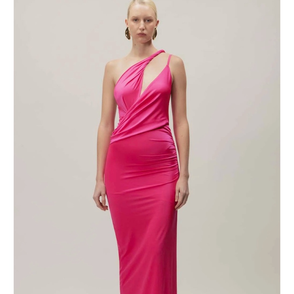 Baobab Collection Pink Ruched Asymmetrical Cocktail Dress